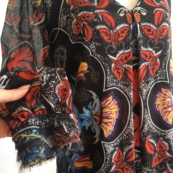 Alice + Olivia | black sheer floral blouse top - Picture 2 of 6